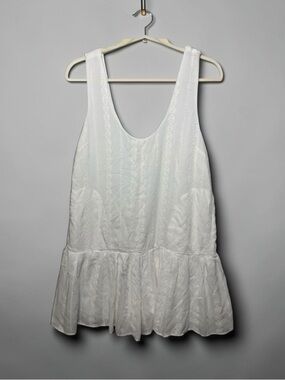 Eyelet Romper with Drop Waist and Pockets